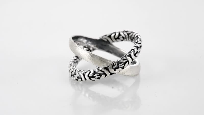 Bali Legacy Sterling Silver Tulang Naga Crossover Ring 6.35 Grams