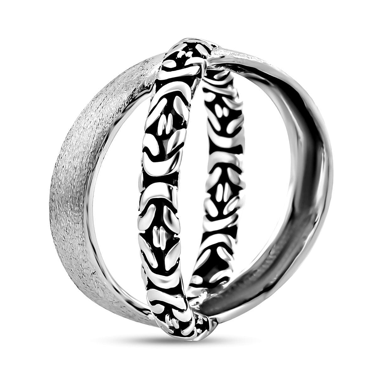 Bali Legacy Sterling Silver Borobudur Crossover Ring 6.35 Grams image number 3