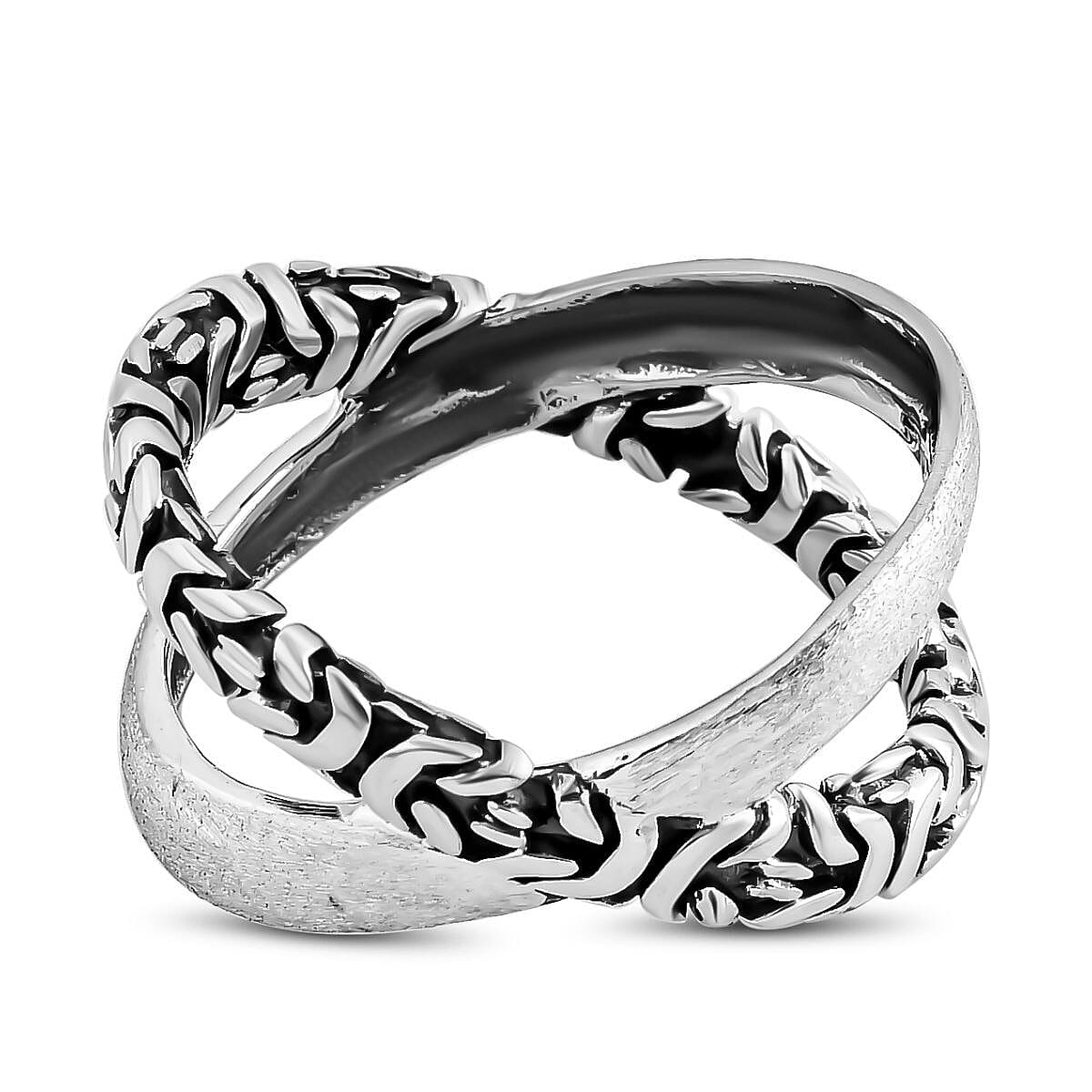 Bali Legacy Sterling Silver Borobudur Crossover Ring 6.35 Grams image number 4