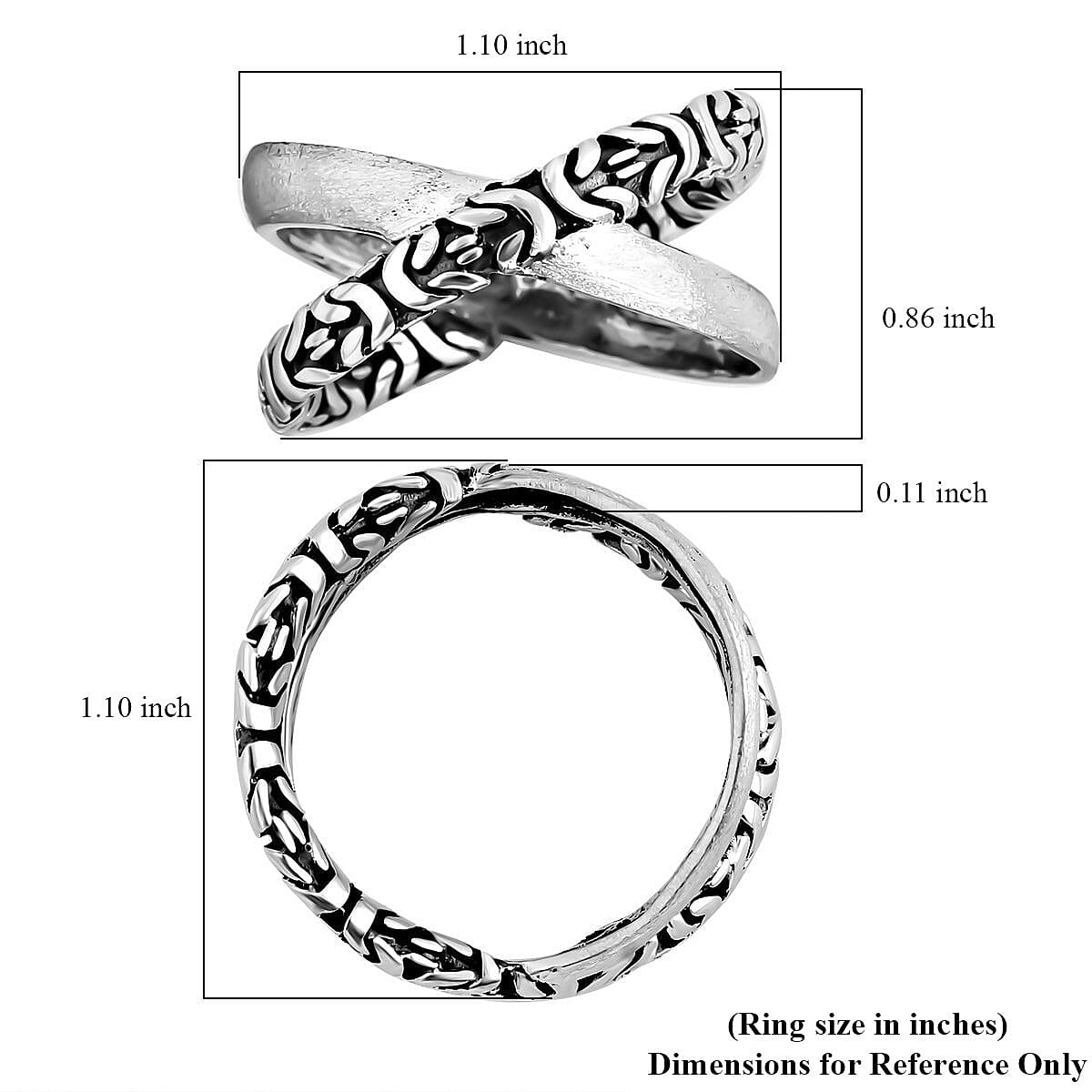 Bali Legacy Sterling Silver Borobudur Crossover Ring 6.35 Grams image number 5