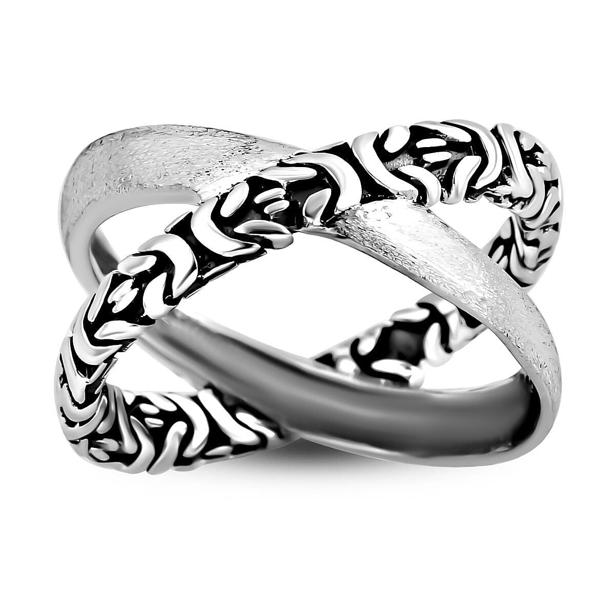 Bali Legacy Sterling Silver Tulang Naga Crossover Ring 6.35 Grams