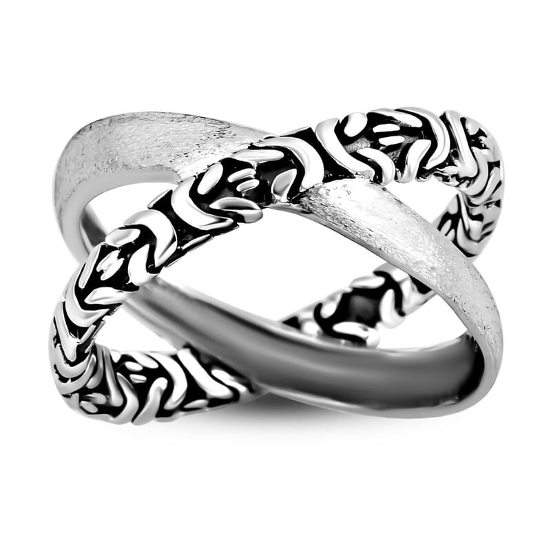 Bali Legacy Sterling Silver Borobudur Crossover Ring 6.35 Grams