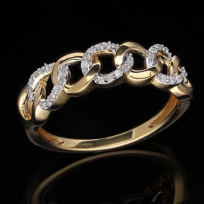 White Diamond 0.15 ctw Ring in 18K Vermeil Yellow Gold Over Sterling Silver (Size 11.5)