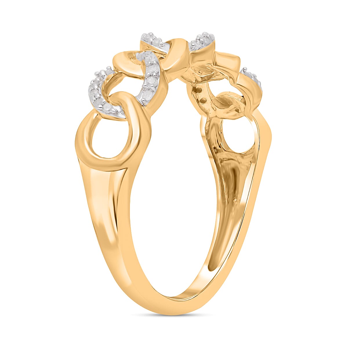 White Diamond 0.15 ctw Ring in 18K Vermeil Yellow Gold Over Sterling Silver (Size 11.5)