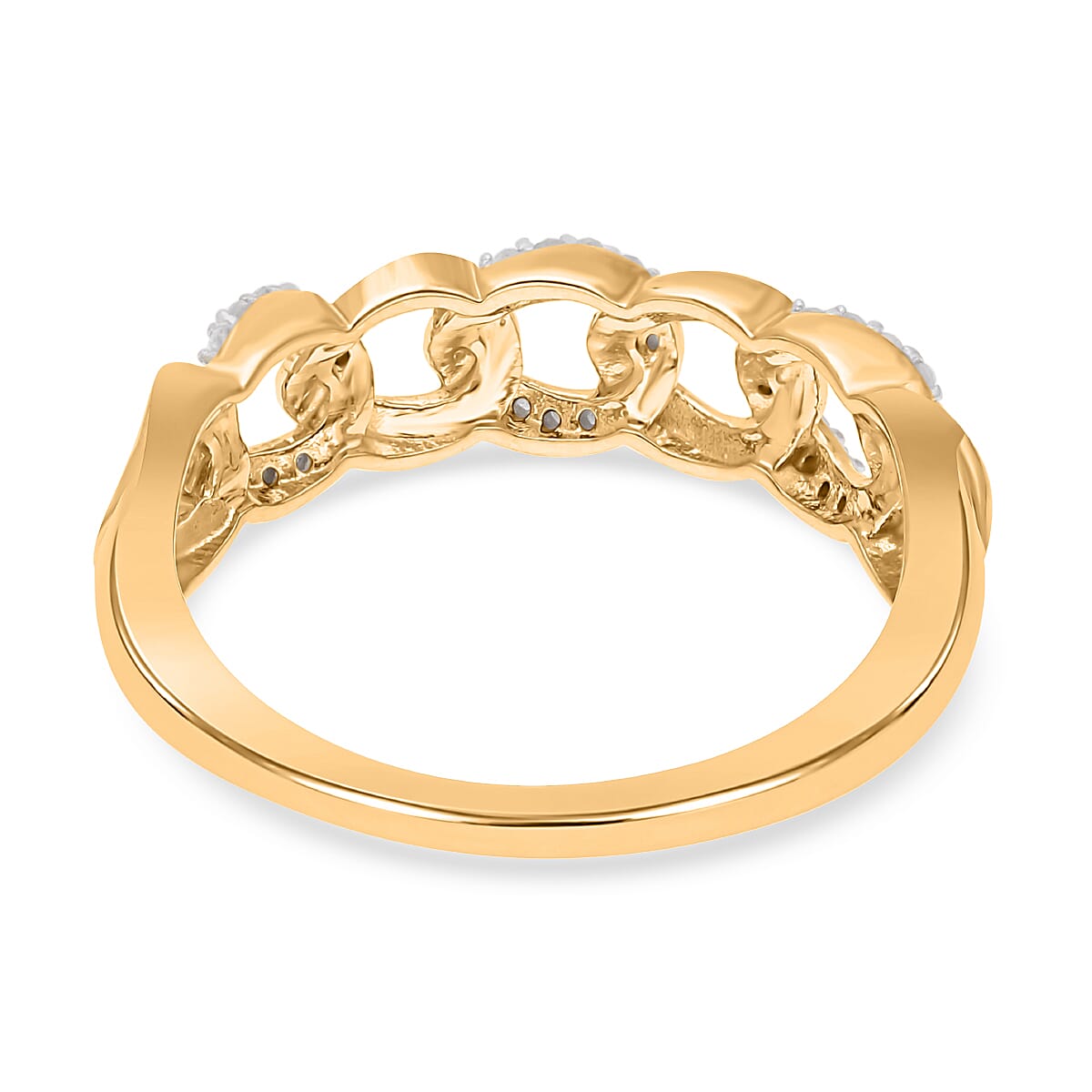 White Diamond 0.15 ctw Ring in 18K Vermeil Yellow Gold Over Sterling Silver (Size 11.5)