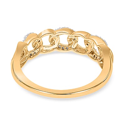 White Diamond 0.15 ctw Ring in 18K Vermeil Yellow Gold Over Sterling Silver (Size 11.5)