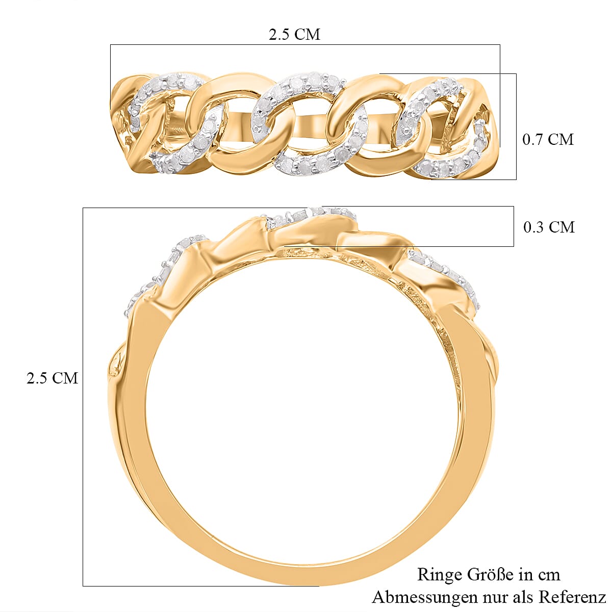 White Diamond 0.15 ctw Ring in 18K Vermeil Yellow Gold Over Sterling Silver (Size 11.5)