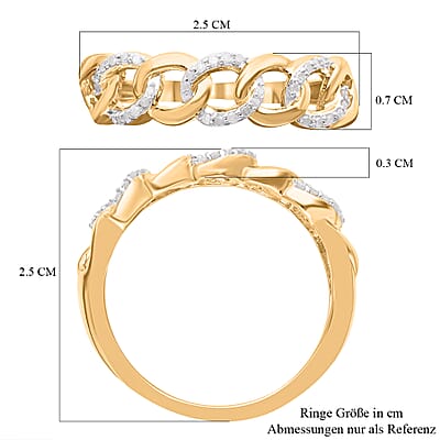 White Diamond 0.15 ctw Ring in 18K Vermeil Yellow Gold Over Sterling Silver (Size 11.5)