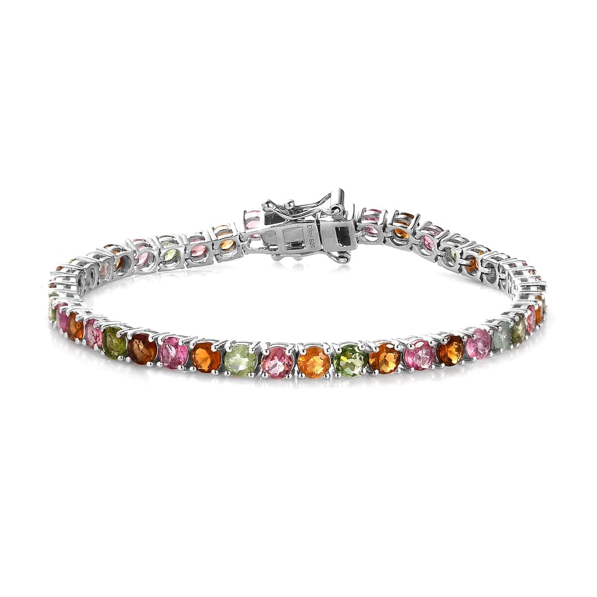 Multi-Tourmaline Tennis Bracelet in Platinum Over Sterling Silver (6.50 In) 6.70 ctw (Del. in 5-7 Days) image number 0