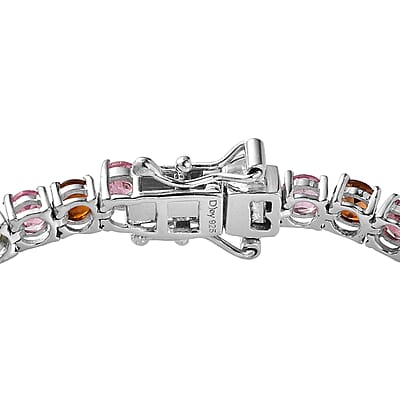 Multi-Tourmaline Tennis Bracelet in Platinum Over Sterling Silver (6.50 In) 6.70 ctw