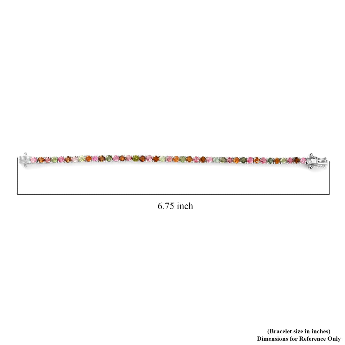 Multi-Tourmaline Tennis Bracelet in Platinum Over Sterling Silver (6.50 In) 6.70 ctw (Del. in 5-7 Days) image number 4