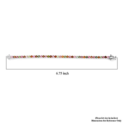 Multi-Tourmaline Tennis Bracelet in Platinum Over Sterling Silver (6.50 In) 6.70 ctw