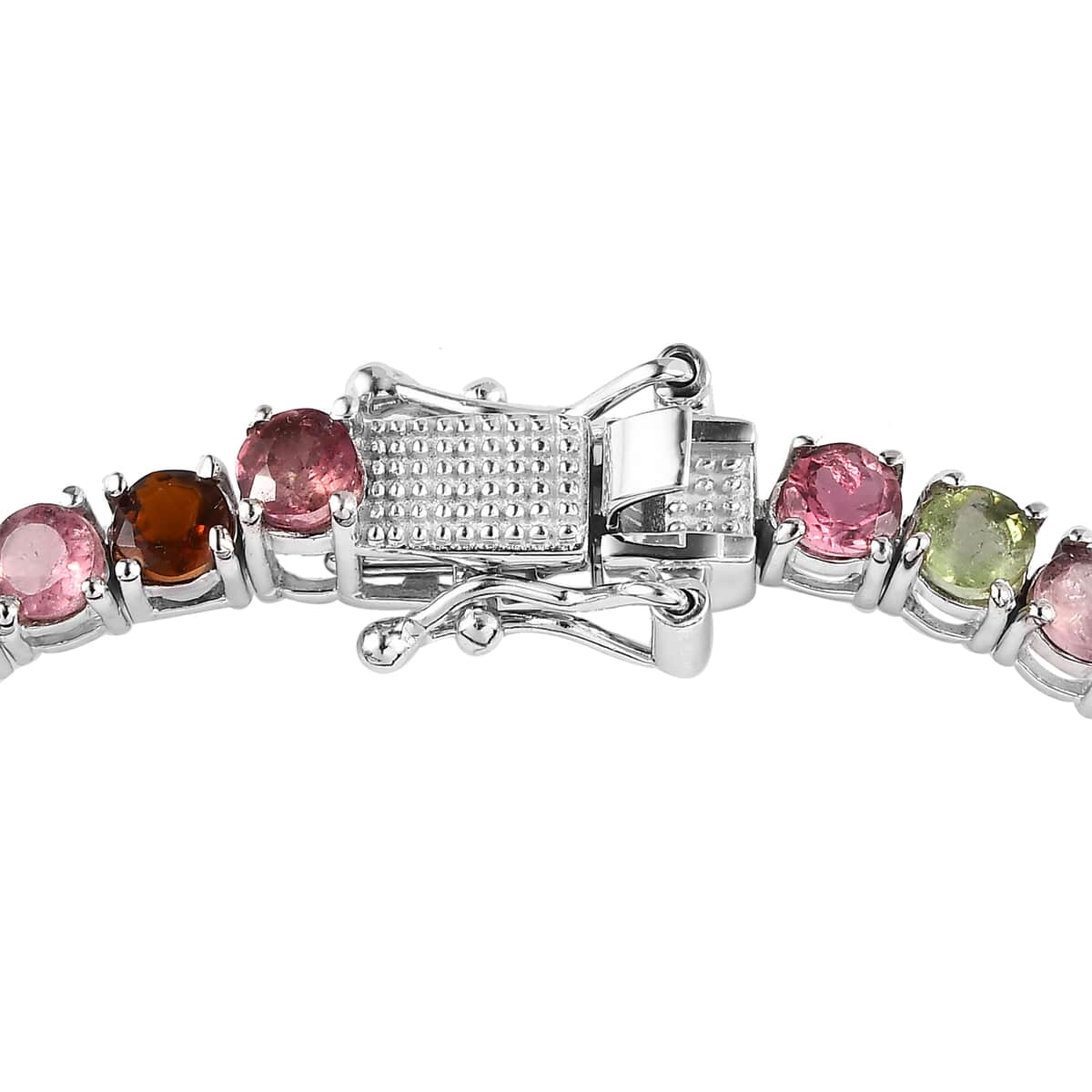 Multi-Tourmaline Tennis Bracelet in Platinum Over Sterling Silver (7.25 In) 7.50 ctw image number 3