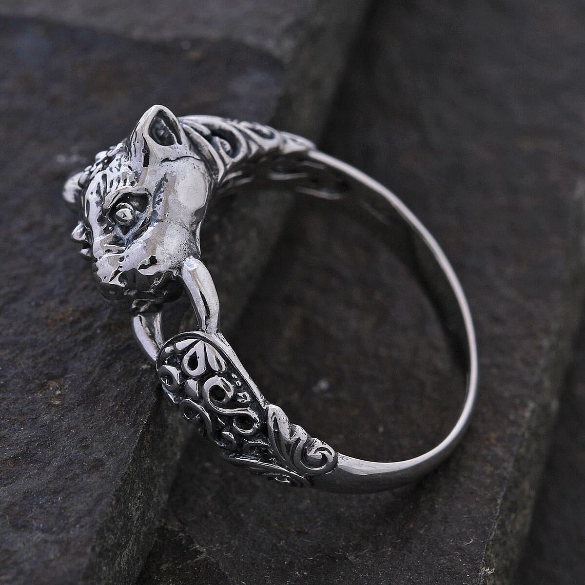Bali Legacy Sterling Silver Panther Ring (Size 5.0) 5.35 Grams image number 1