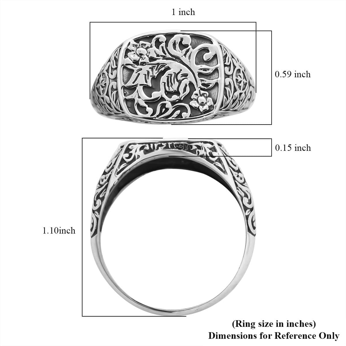 Bali Legacy Sterling Silver Filigree Ring (Size 9.0) 5.35 Grams image number 5