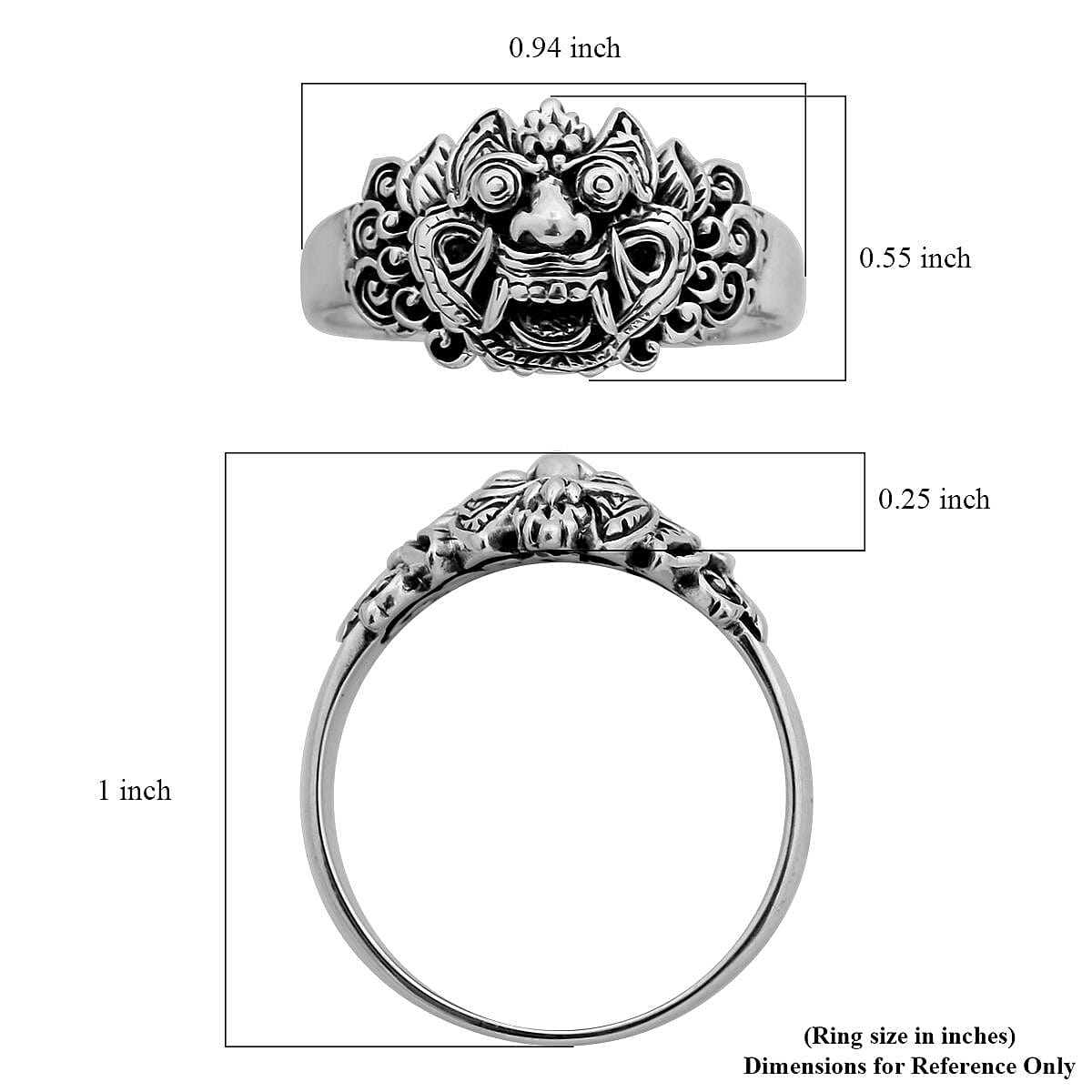 Bali Legacy Sterling Silver Barong Ring (Size 8.0) 5.50 Grams image number 5