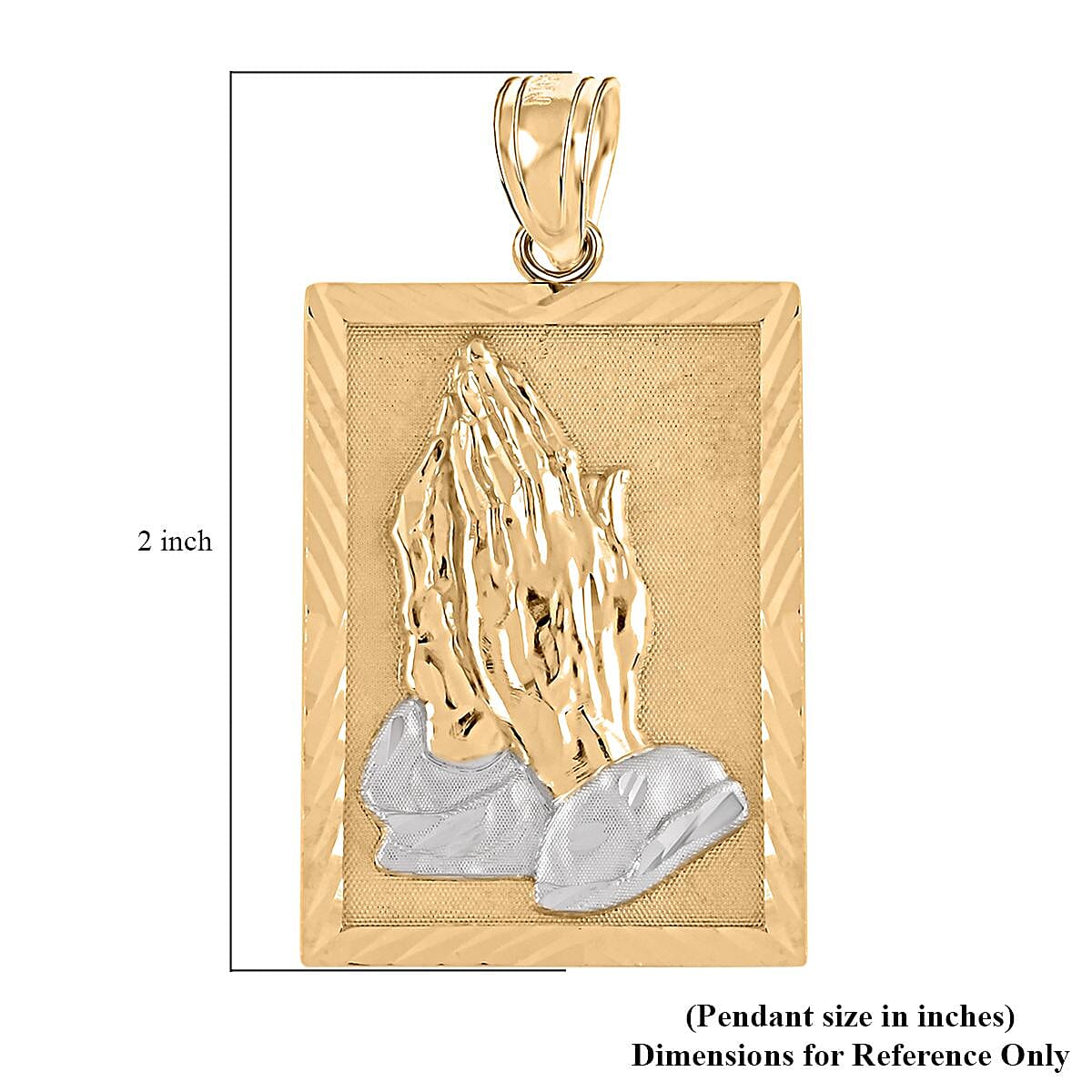 Made in America 10K Yellow and White Gold 25.40x41.05mm Religious Praying Hands Pendant 8.90 Grams image number 4