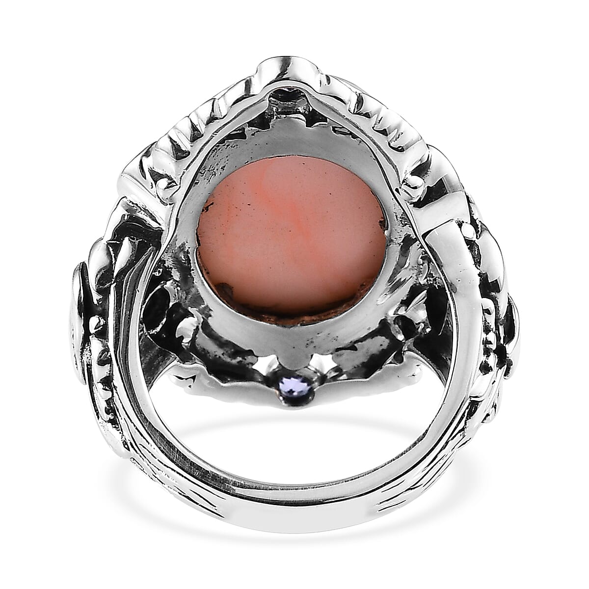 Artisan Crafted Peruvian Pink Opal and Multi Gemstone Elephant Ring in Sterling Silver (Size 8.0) 10.50 ctw image number 4