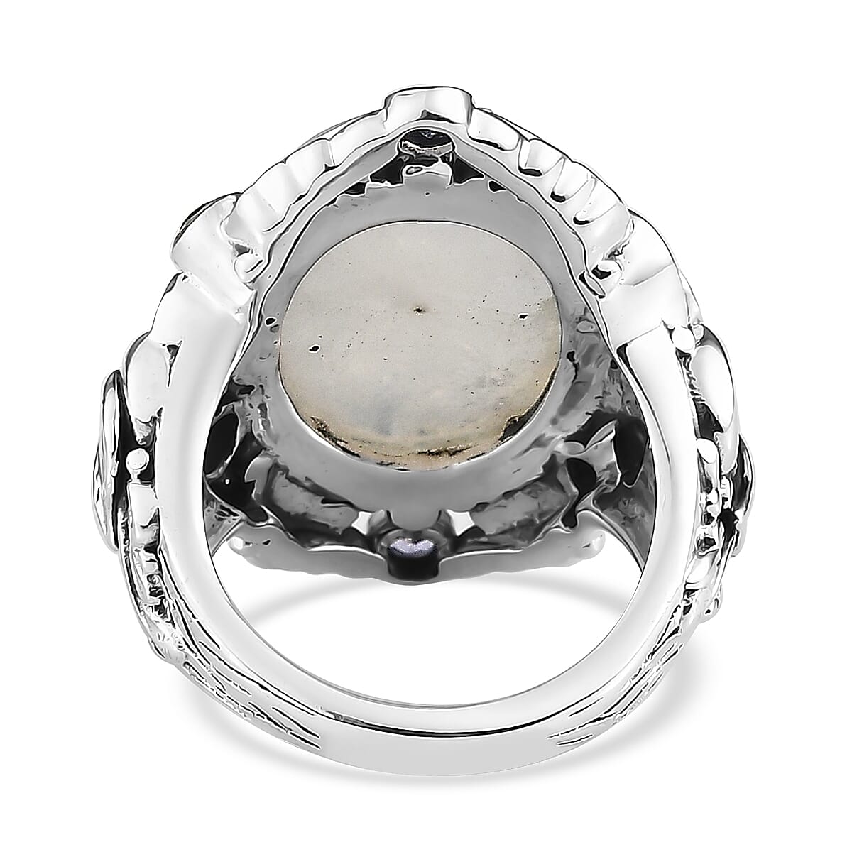 Artisan Crafted Rainbow Moonstone and Multi Gemstone Elephant Ring in Sterling Silver (Size 7.0) 13.65 ctw image number 3
