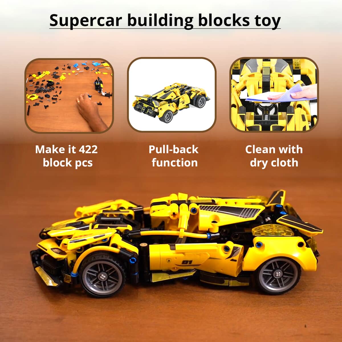 Yellow Car Building Blocks Toys (Included 422 Pieces Blocks) image number 1