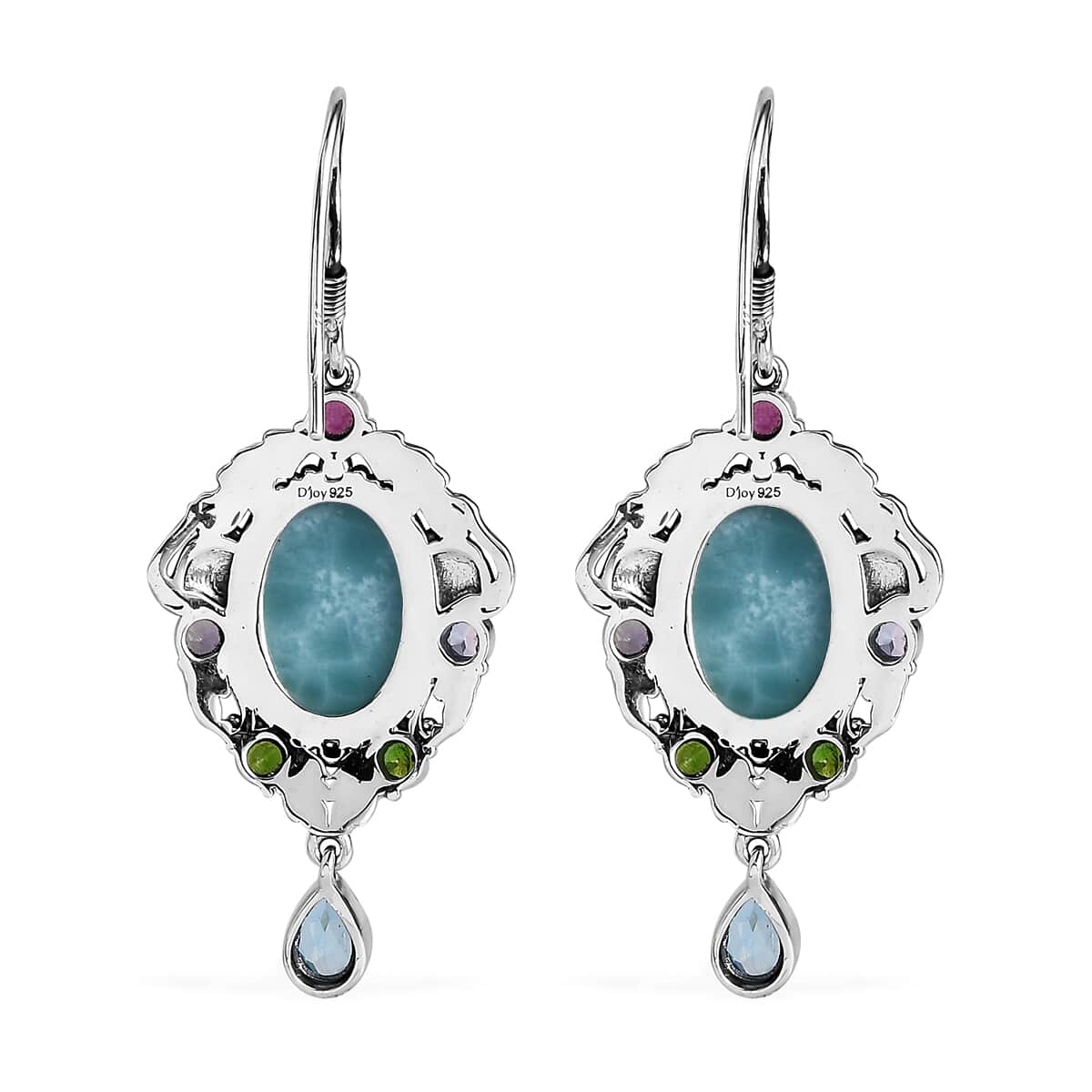 Artisan Crafted Larimar and Multi Gemstone Earrings in Sterling Silver 16.00 ctw image number 3