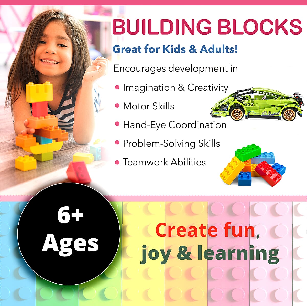Green Car Building Blocks Toys (Included 470 Pieces Blocks) image number 1