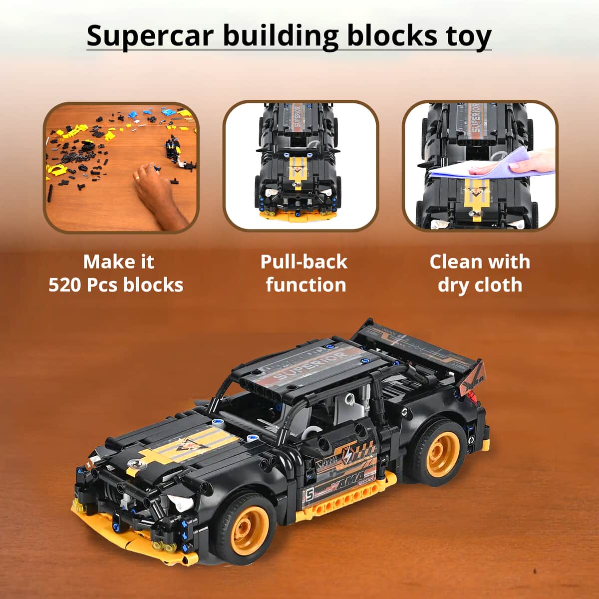 Bargain Deal Black Car Building Blocks Toys (Included 520 Pieces Blocks) image number 1