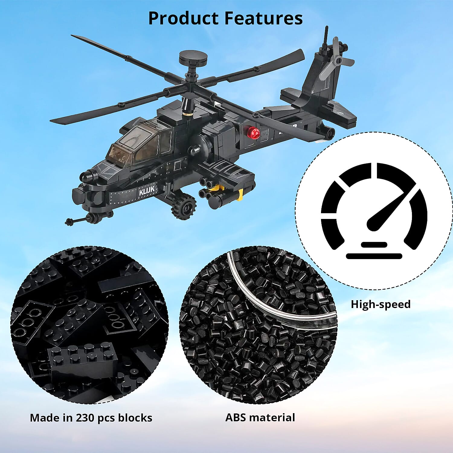 Helicopter Building Blocks Toys (Included 230 Pieces Blocks)