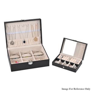 Black Faux Leather New design Set of 2 Jewelry Box