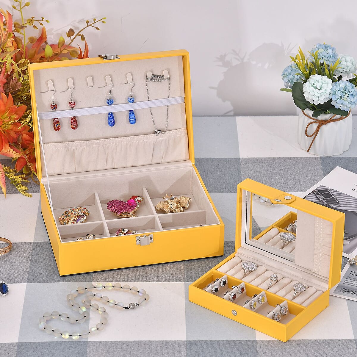 Yellow Faux Leather New design Set of 2 Jewelry Box image number 1