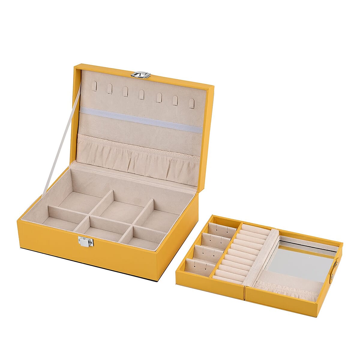Yellow Faux Leather New design Set of 2 Jewelry Box image number 6