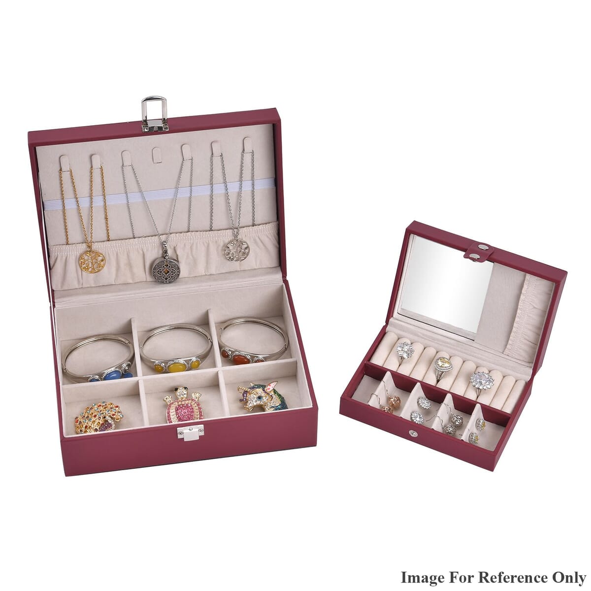 Burgundy Faux Leather New design Set of 2 Jewelry Box image number 0