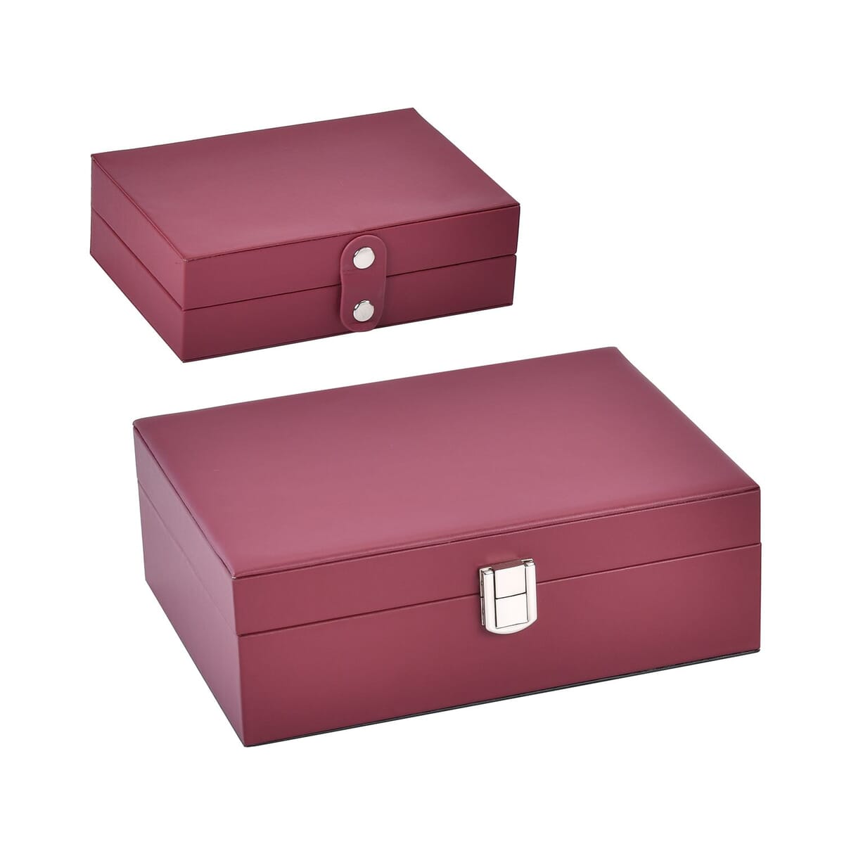 Burgundy Faux Leather New design Set of 2 Jewelry Box image number 2