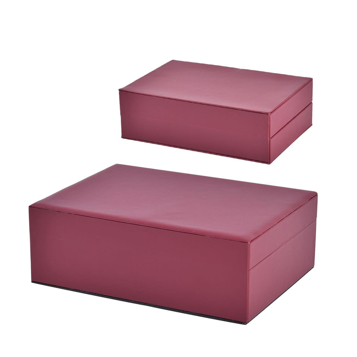 Burgundy Faux Leather New design Set of 2 Jewelry Box image number 3