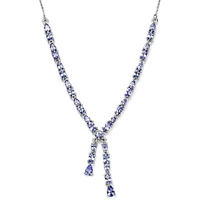 D'Joy Tanzanite 6.50 ctw 18 Inch Drop Necklace in Platinum Over Sterling Silver, Tanzanite Jewelry, Birthday Anniversary Wedding Gift For Her
