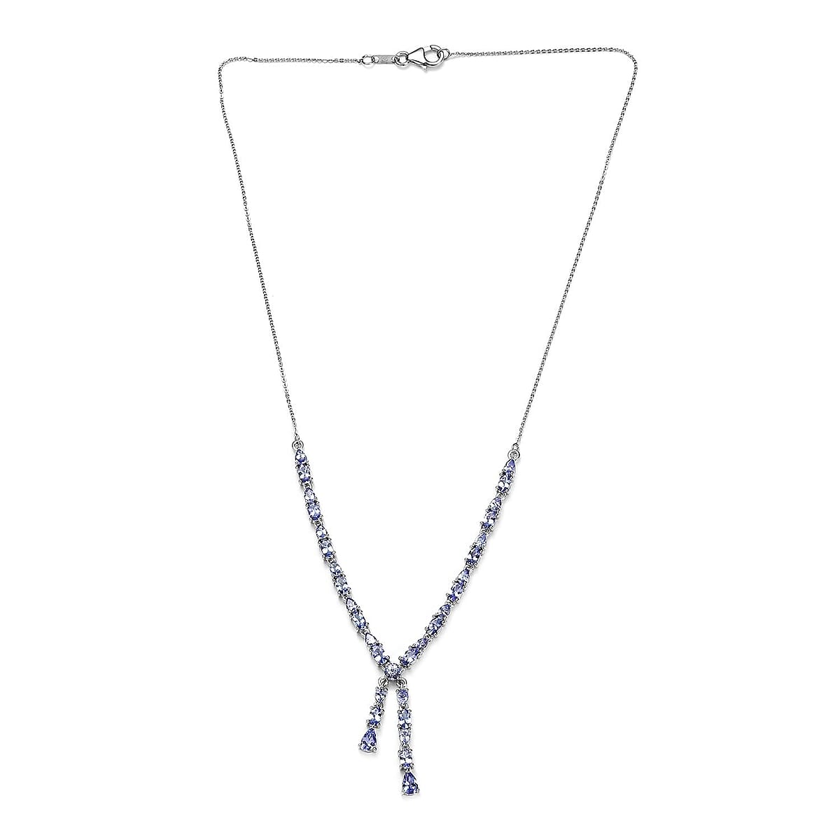 D'Joy Tanzanite 6.50 ctw 18 Inch Drop Necklace in Platinum Over Sterling Silver, Tanzanite Jewelry, Birthday Anniversary Wedding Gift For Her image number 3