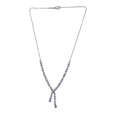 D'Joy Tanzanite 6.50 ctw 18 Inch Drop Necklace in Platinum Over Sterling Silver, Tanzanite Jewelry, Birthday Anniversary Wedding Gift For Her