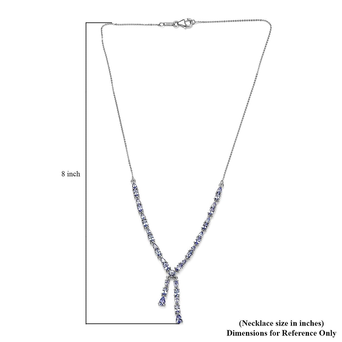 D'Joy Tanzanite 6.50 ctw 18 Inch Drop Necklace in Platinum Over Sterling Silver, Tanzanite Jewelry, Birthday Anniversary Wedding Gift For Her image number 5