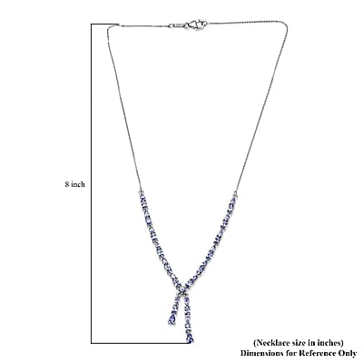 D'Joy Tanzanite 6.50 ctw 18 Inch Drop Necklace in Platinum Over Sterling Silver, Tanzanite Jewelry, Birthday Anniversary Wedding Gift For Her