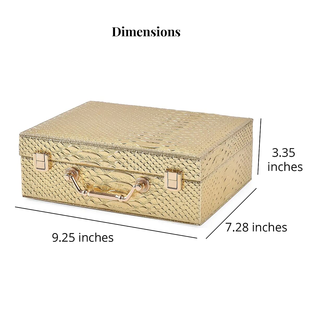 Snake Skin Pattern Faux Leather 2 pcs Jewelry Box Set with Multi Section and Mirror, Anti Tarnish Jewelry Case, Jewelry Organizer, Jewelry Storage Box  - Golden (9.25x7.28x3.35) image number 4