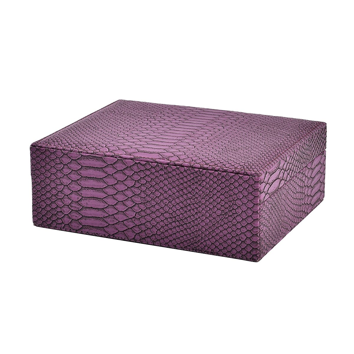 Snake Skin Pattern Faux Leather 2 pcs Jewelry Box Set with Multi Section and Mirror, Anti Tarnish Jewelry Case, Jewelry Organizer, Jewelry Storage Box  - Purple image number 2