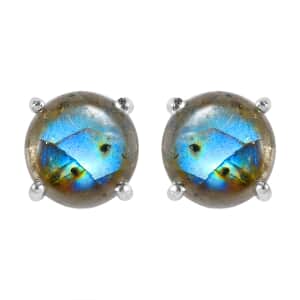Malagasy Labradorite Solitaire Earrings in Sterling Silver 4.00 ctw