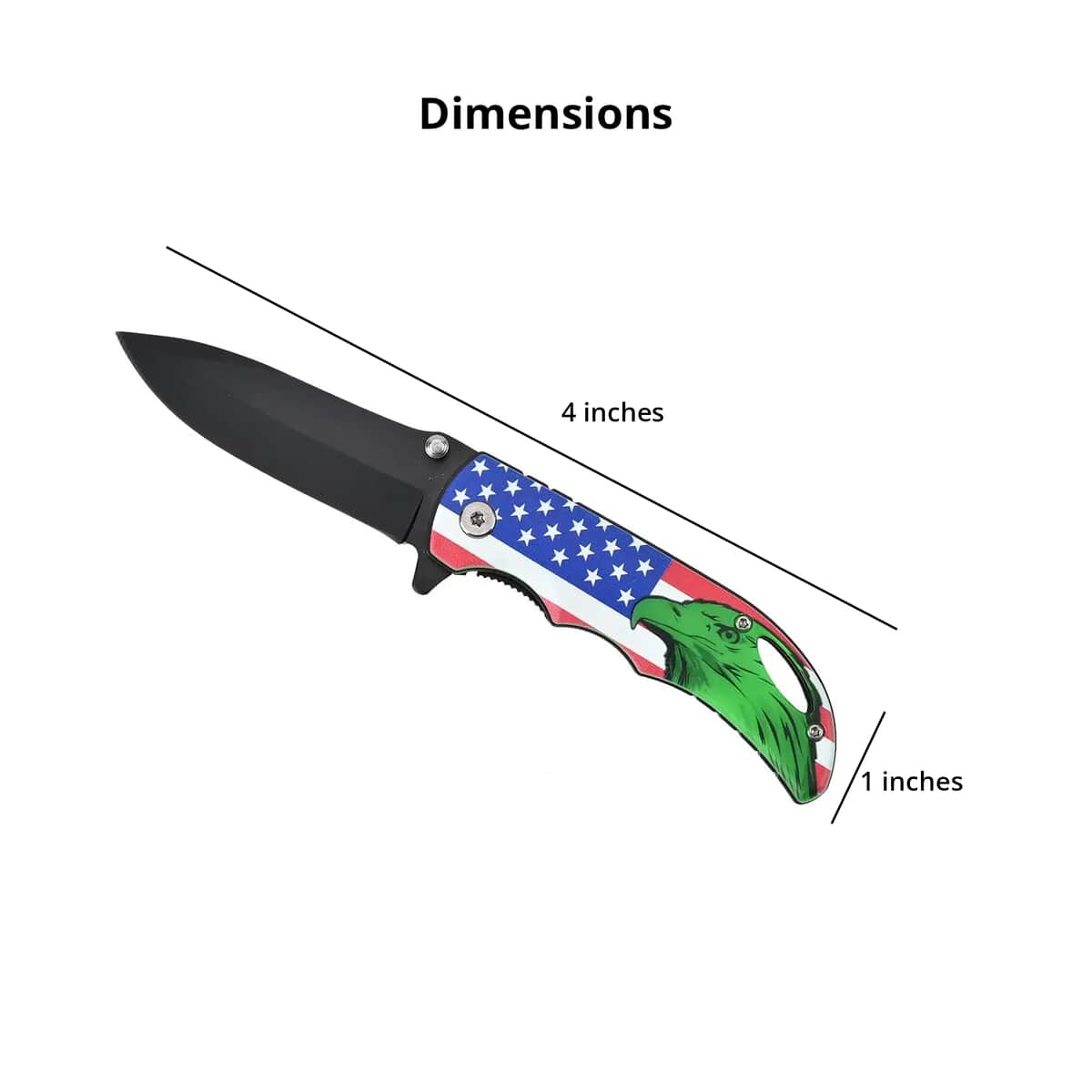 Portable Flag Printed Pattern Folding Knife with Black Blade (Stainless Steel) image number 3