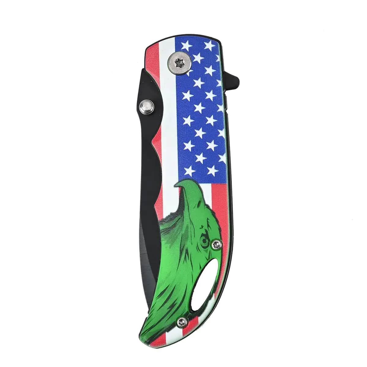Portable Flag Printed Pattern Folding Knife with Black Blade (Stainless Steel) image number 5