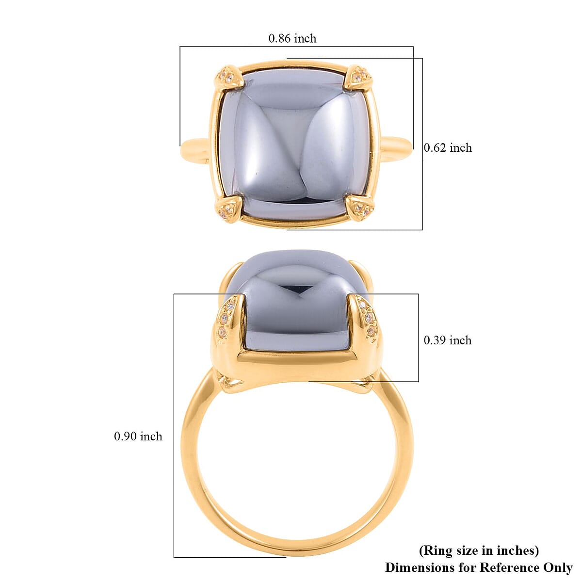 Terahertz and Simulated Diamond Ring in ION Plated YG Stainless Steel (Size 6.0) 15.00 ctw image number 5