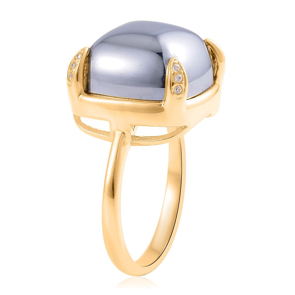 Terahertz and Simulated Diamond Ring in ION Plated YG Stainless Steel (Size 8.0) 15.00 ctw image number 3