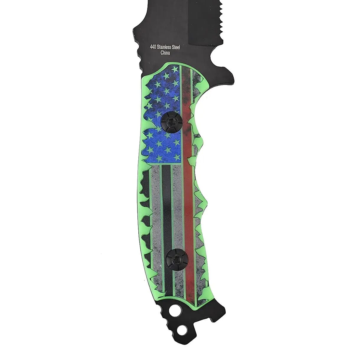 Flag Printed Pattern 11 Non Folding Knife with Stainless Steel Black Blade and Sheath, Survival Fixed Blade Knife, Camping Knives image number 6