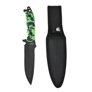 Skulls Printed Pattern 11 Non Folding Knife with Stainless Steel Black Blade and Sheath, Survival Fixed Blade Knife, Camping Knives