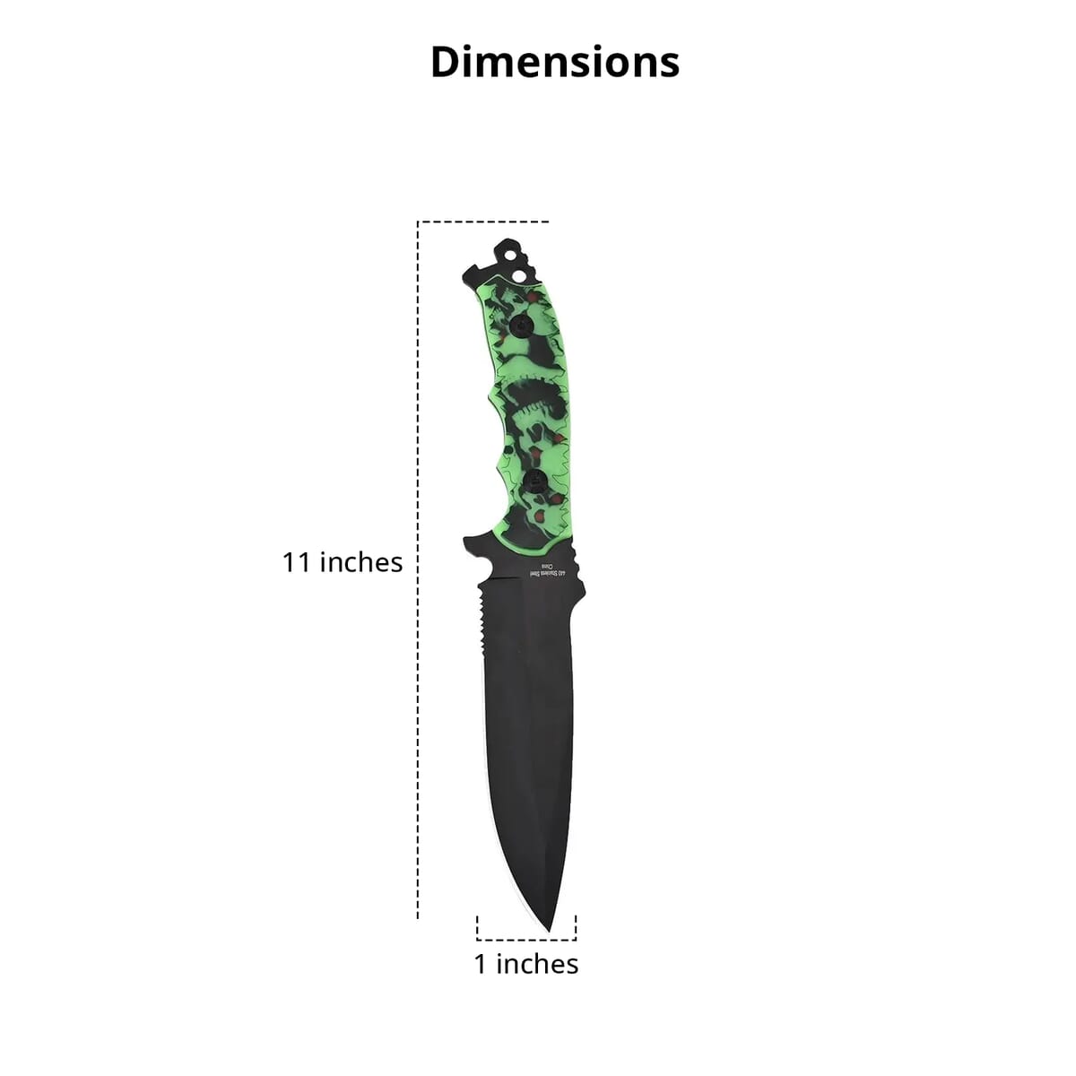 Skulls Printed Pattern 11 Non Folding Knife with Stainless Steel Black Blade and Sheath, Survival Fixed Blade Knife, Camping Knives image number 4