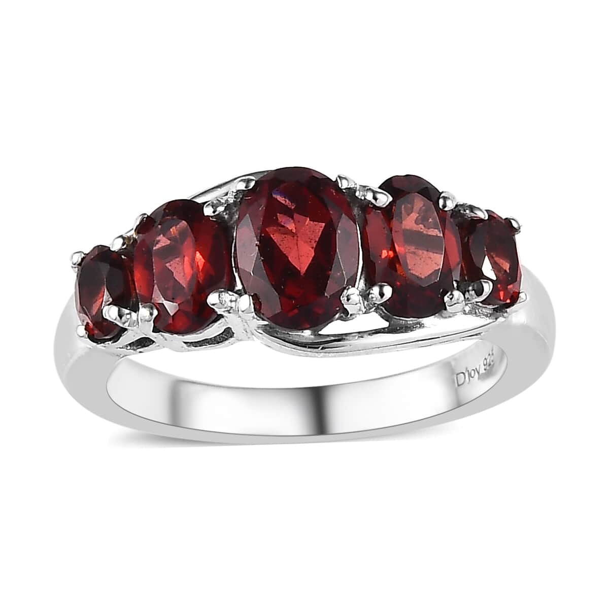 Mozambique Garnet 5 Stone Ring in Platinum Over Sterling Silver (Size 6) 2.40 ctw image number 0